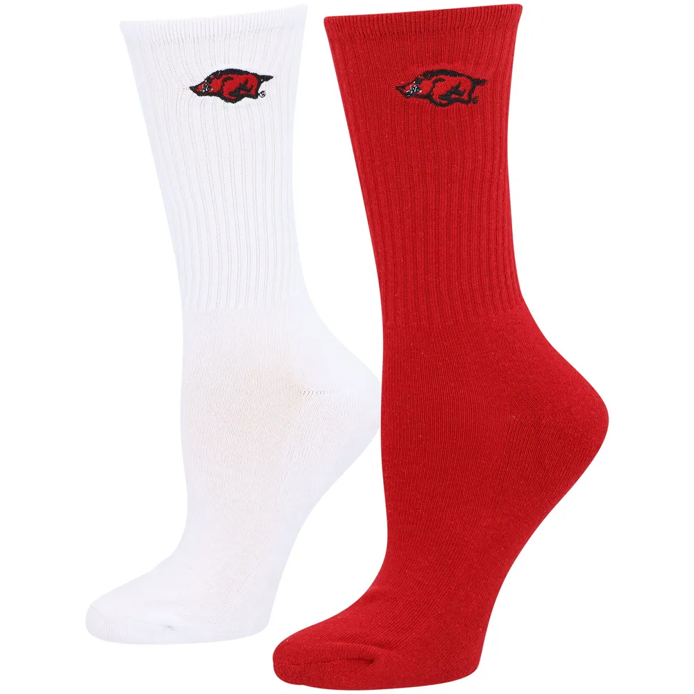 Lot de 2 paires de chaussettes courtes ZooZatz Cardinal/Blanc Arkansas Razorbacks pour femme