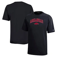 Youth Champion Black Arkansas Razorbacks Arch Over Logo T-Shirt