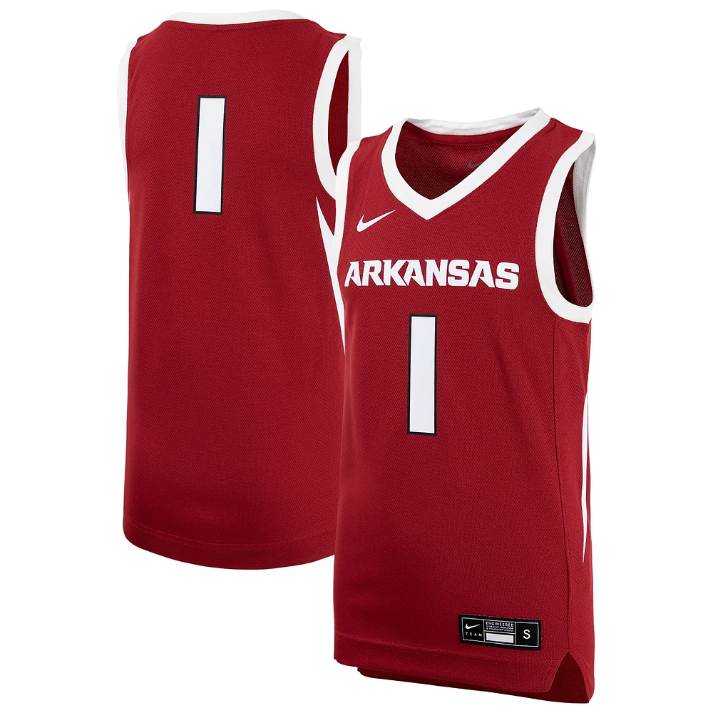 Maillot de basket-ball réplique Nike #1 Crimson Arkansas Razorbacks pour jeunes