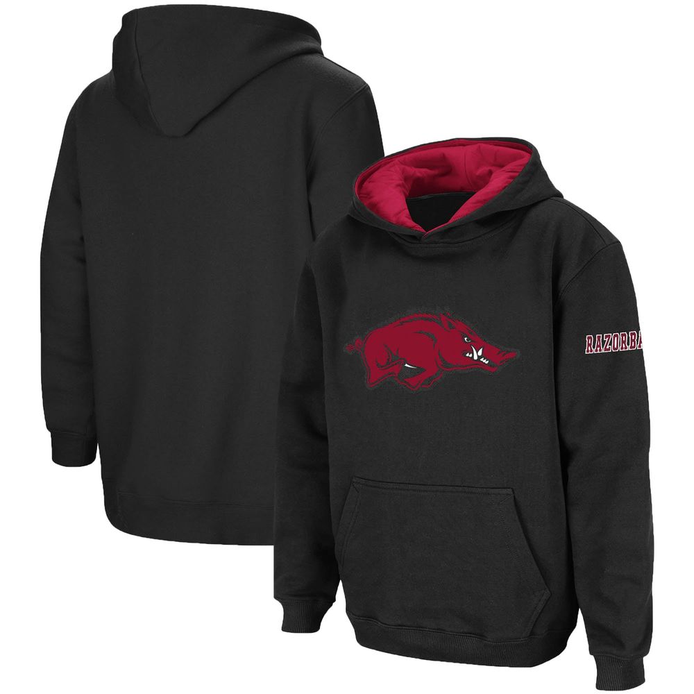 Youth Stadium Athletic Black Arkansas Razorbacks Big Logo Pullover Hoodie