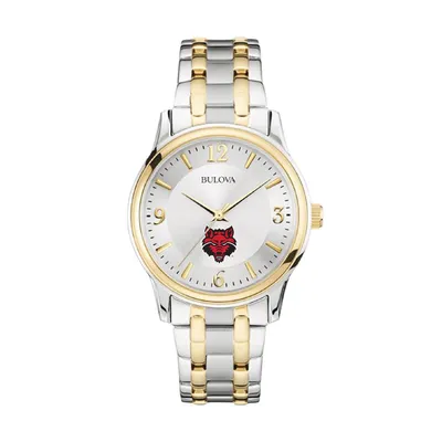 Arkansas State Red Wolves Bulova Classic Two-Tone Round Watch - Silver/Gold