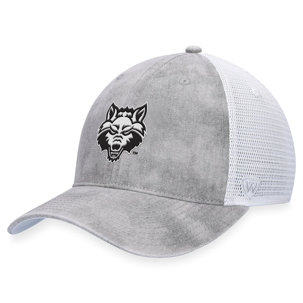 Men's Top of the World Gray/White Arkansas State Red Wolves Slate Trucker Adjustable Hat