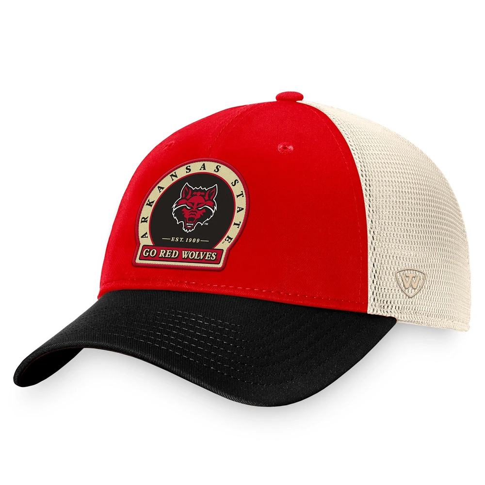 Casquette réglable Top of the World Scarlet Arkansas State Red Wolves pour hommes