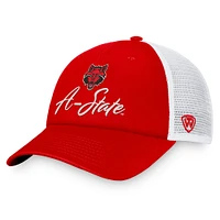 Casquette réglable Top of the World pour femme, écarlate/blanc, Arkansas State Red Wolves Charm Trucker