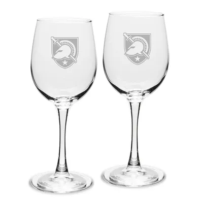 Army Black Knights 2-Piece 12oz. Traditional White Wine Glass Set