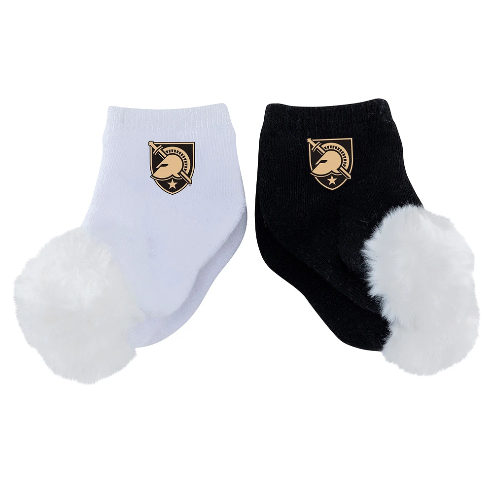 Infant ZooZatz Army Black Knights Two-Pack Pom Socks