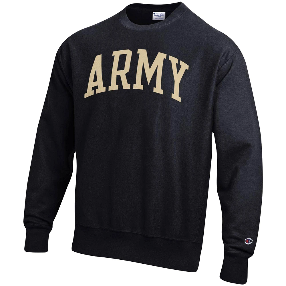 Men's Champion Black Army Knights Arch Reverse Weave Pullover Sweatshirt