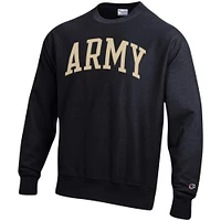 Men's Champion Black Army Knights Arch Reverse Weave Pullover Sweatshirt