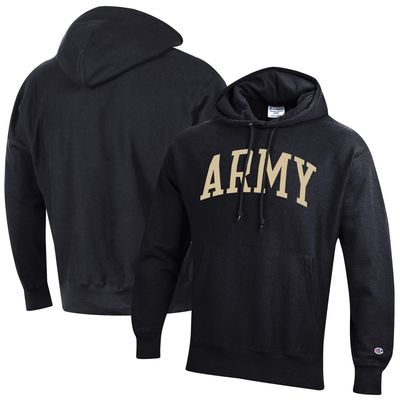 Men's Champion Black Army Knights Team Arch Reverse Weave Pullover Hoodie