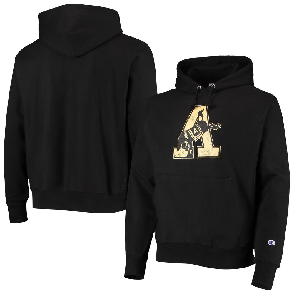 Men's Champion Black Army Knights Vault Logo Reverse Weave Pullover Hoodie