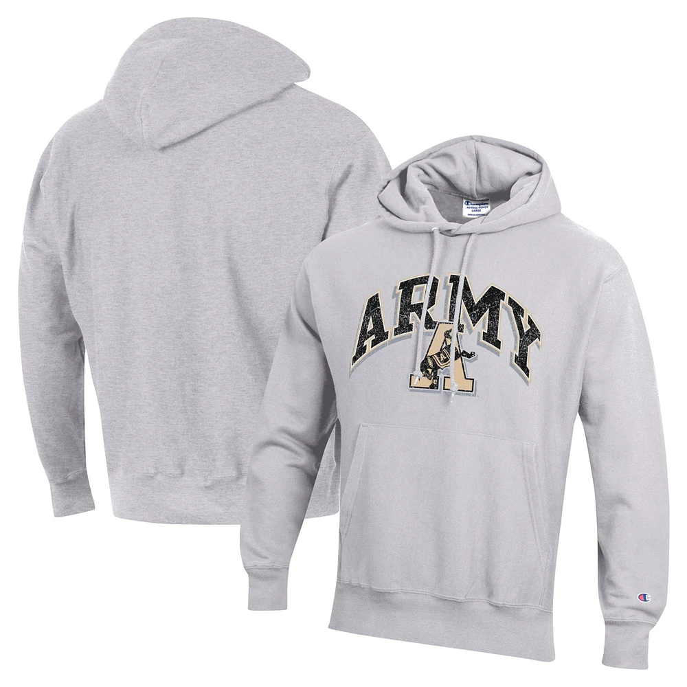 Sweat à capuche tissage inversé Champion Gray Army Black Knights Vault Late Night pour homme