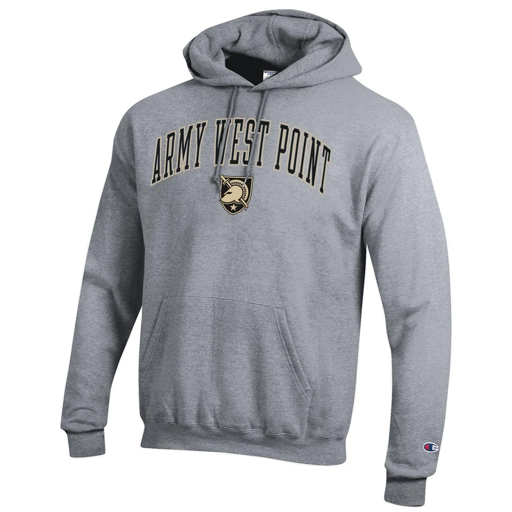 Men's Champion  Heather Gray Army Black Knights Basic Arch Fleece Pullover Hoodie