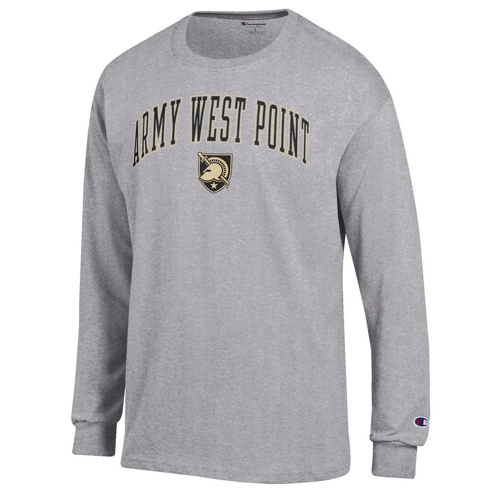 Men's Champion  Heather Gray Army Black Knights Basic Arch Long Sleeve T-Shirt