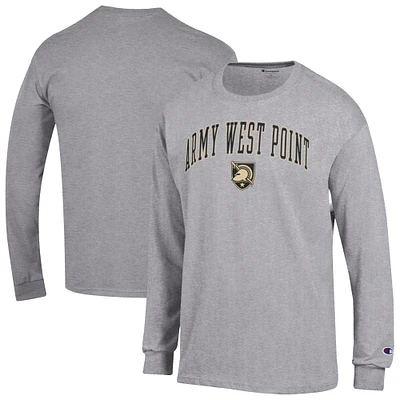 Men's Champion  Heather Gray Army Black Knights Basic Arch Long Sleeve T-Shirt