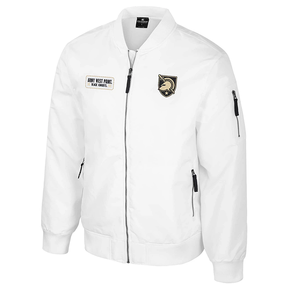 Men's Colosseum Army Black Knights White Rabbit Full-Zip Bomber Jacket