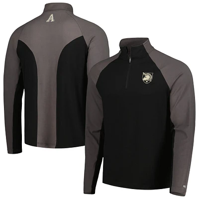 Homme Colosseum Black/Charcoal Army Black Knights Two Yutes Raglan Quarter-Zip Windshirt