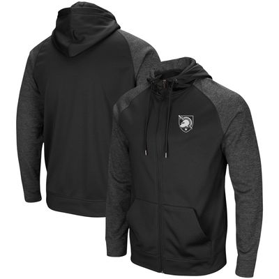 Men's Colosseum Black Army Knights Big & Tall Blackout 2.0 Raglan Full-Zip Hoodie