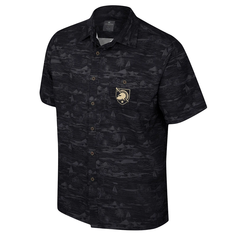 Men's Colosseum Black Army Knights Ozark Button-Up Shirt