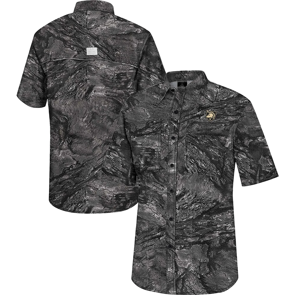 Chemise de pêche Colosseum Charcoal Army Black Knights Realtree Aspect Charter pour homme