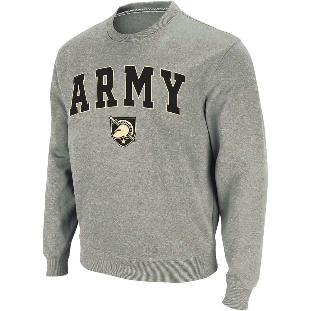 Men's Colosseum Heather Gray Army Black Knights Arch & Logo Crew Neck Sweatshirt