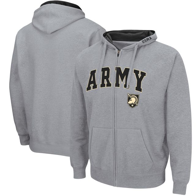 Sweat à capuche entièrement zippé Colosseum gris chiné Army Black Knights Arch & Logo 3.0 pour homme