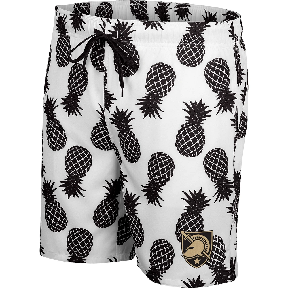 Men's Colosseum White/Black Army Black Knights Pineapple Swim Shorts