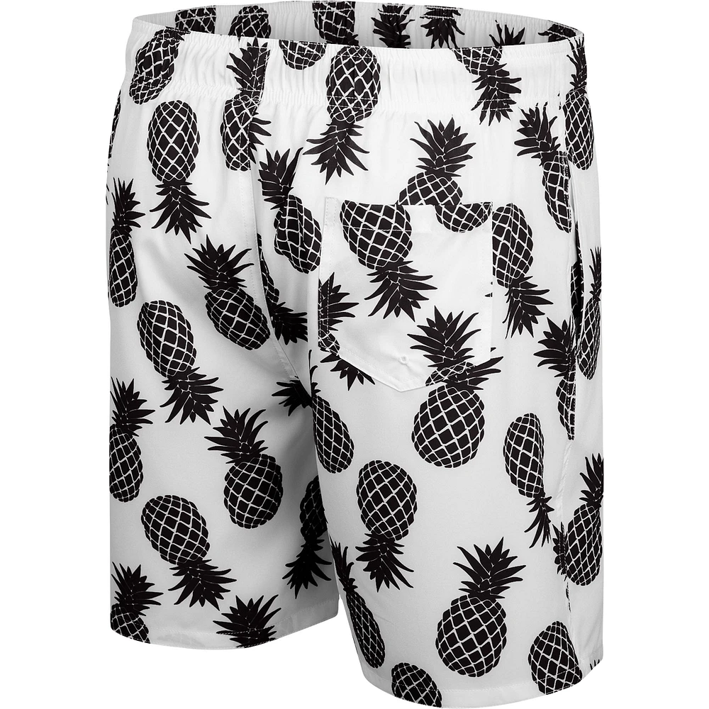 Men's Colosseum White/Black Army Black Knights Pineapple Swim Shorts