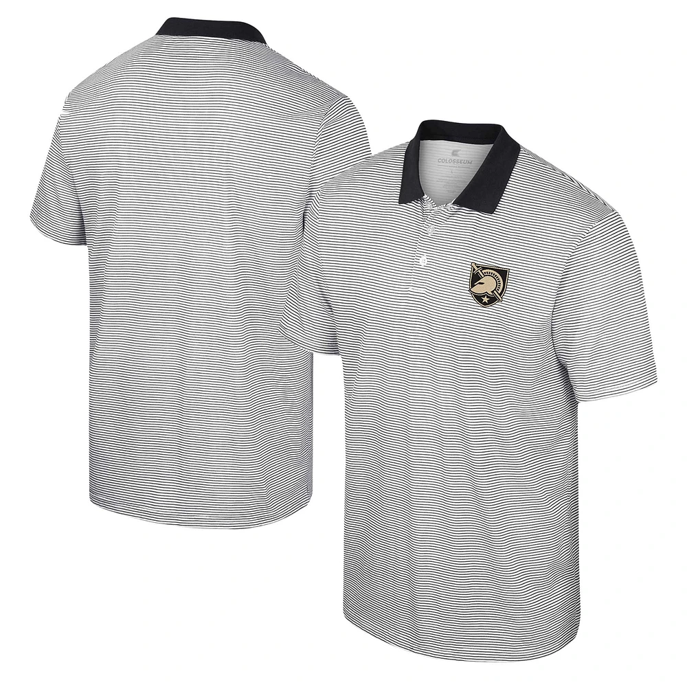 Men's Colosseum White/Black Army Black Knights Print Stripe Polo