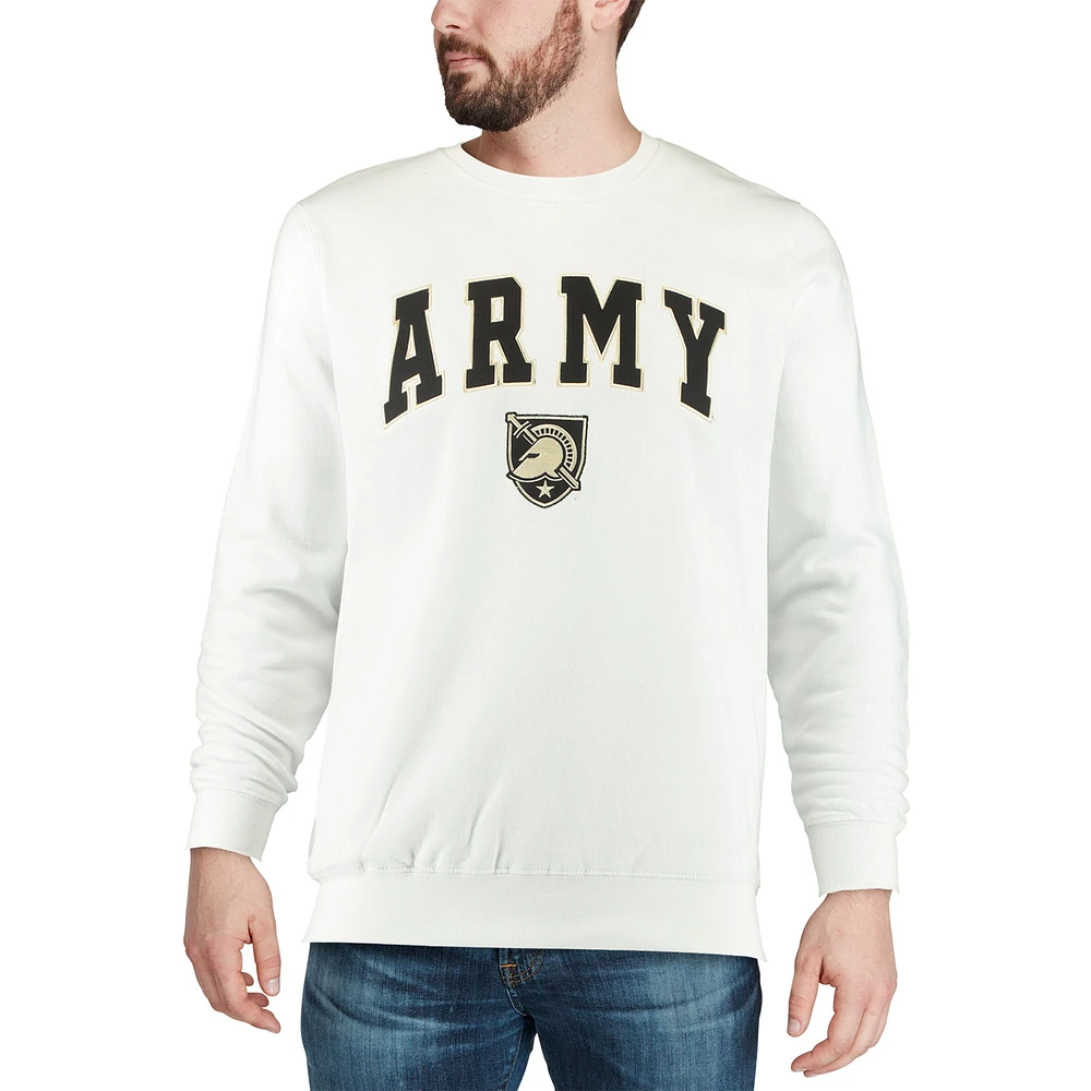 Men's Colosseum White Army Black Knights Arch & Logo Crew Neck Sweatshirt