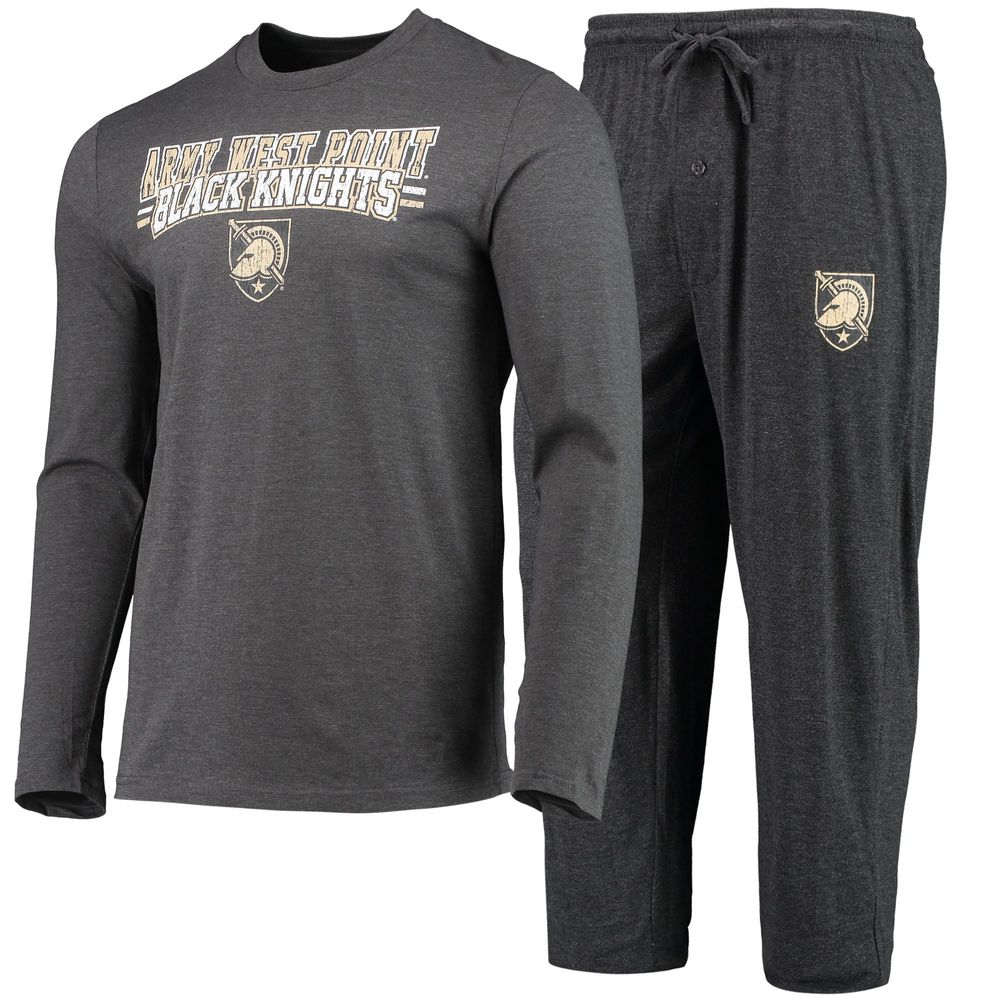 Men's Concepts Sport Black/Heathered Charcoal Army Black Knights Meter Long Sleeve T-Shirt & Pants Sleep Set