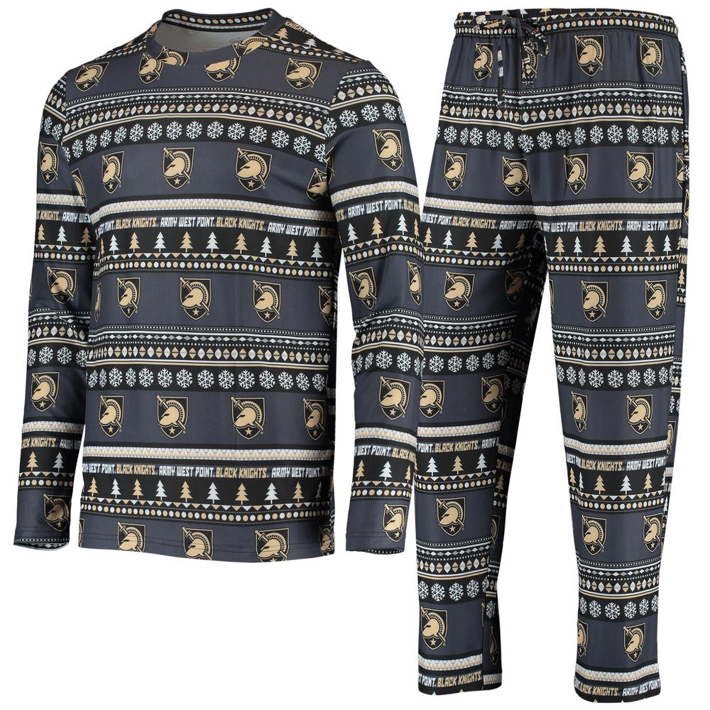 Men's Concepts Sport Black Army Knights Ugly Sweater Knit Long Sleeve Top and Pant Set