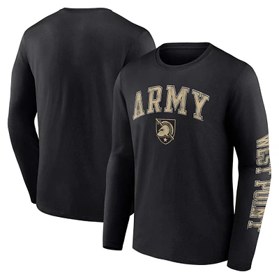 T-shirt à manches longues avec logo Fanatics Black Army Knights en détresse pour hommes
