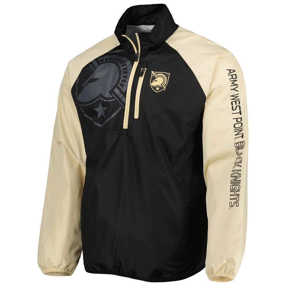 Men's G-III Sports by Carl Banks Black/Gold Army Black Knights Point Guard Raglan Half-Zip Jacket