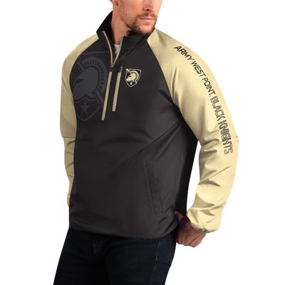 Men's G-III Sports by Carl Banks Black/Gold Army Black Knights Point Guard Raglan Half-Zip Jacket