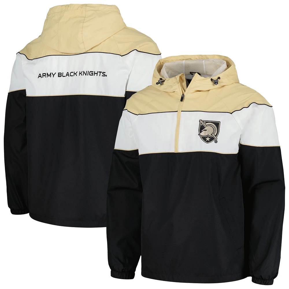 Men's G-III Sports by Carl Banks Black Army Knights Center Line Half-Zip Raglan Hoodie Jacket