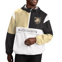 Men's G-III Sports by Carl Banks White/Black Army Black Knights Fair Catch Half-Zip Anorak Jacket