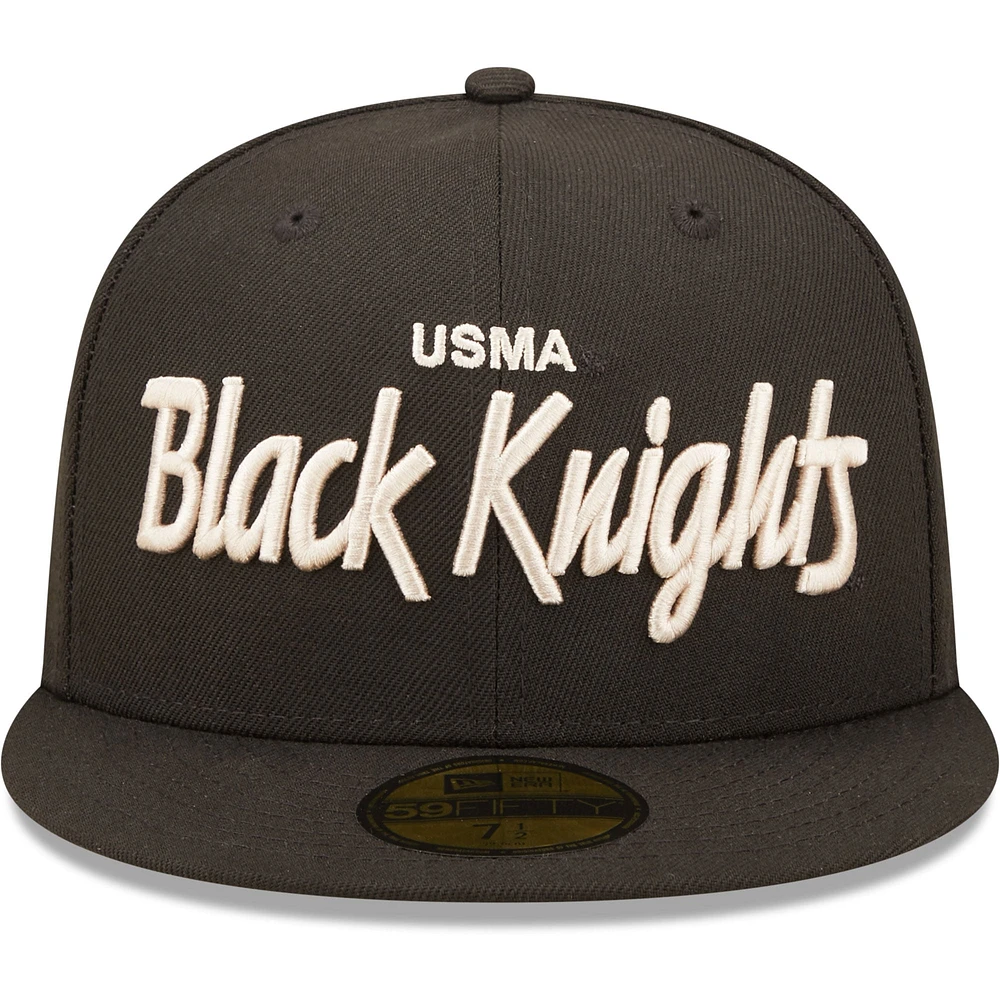 Men's New Era Black Army Knights Script Original 59FIFTY Fitted Hat