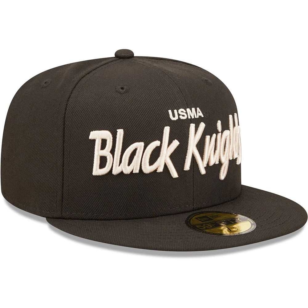 Men's New Era Black Army Knights Script Original 59FIFTY Fitted Hat