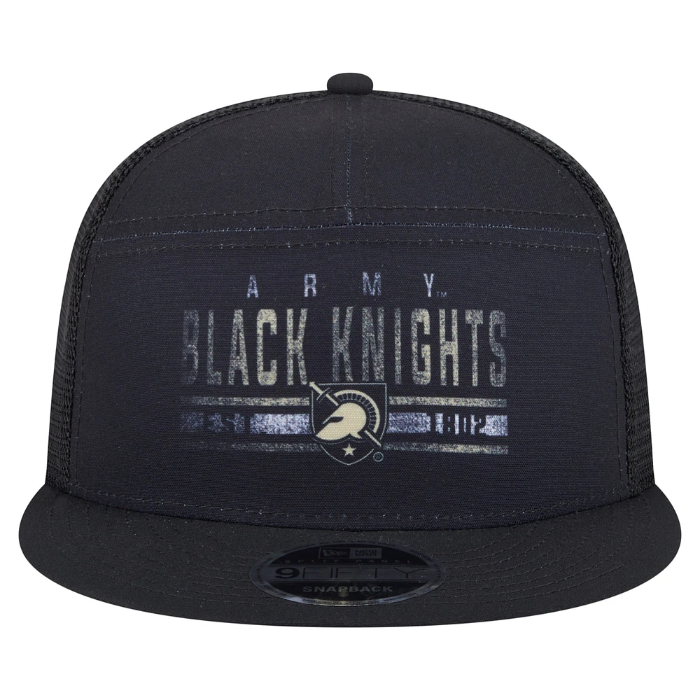 Men's New Era Black Army Black Knights Split Panel 9FIFTY Snapback Trucker Hat