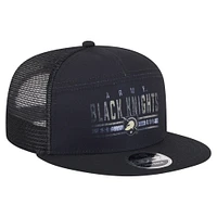 Casquette camionneur à snapback 9FIFTY à panneau fendu New Era pour homme, style armée noire des Black Knights