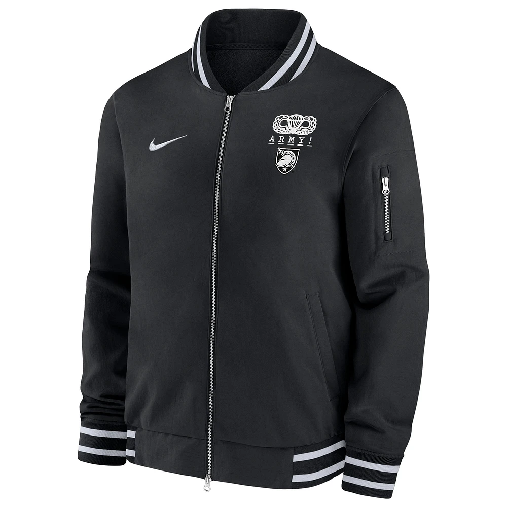 Veste aviateur entièrement zippée Nike Black Army Knights 2024 Rivalry Collection pour homme