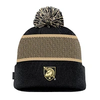 Men's Nike Black Army Black Knights 2024 Sideline Peak Cuffed Knit Hat with Pom
