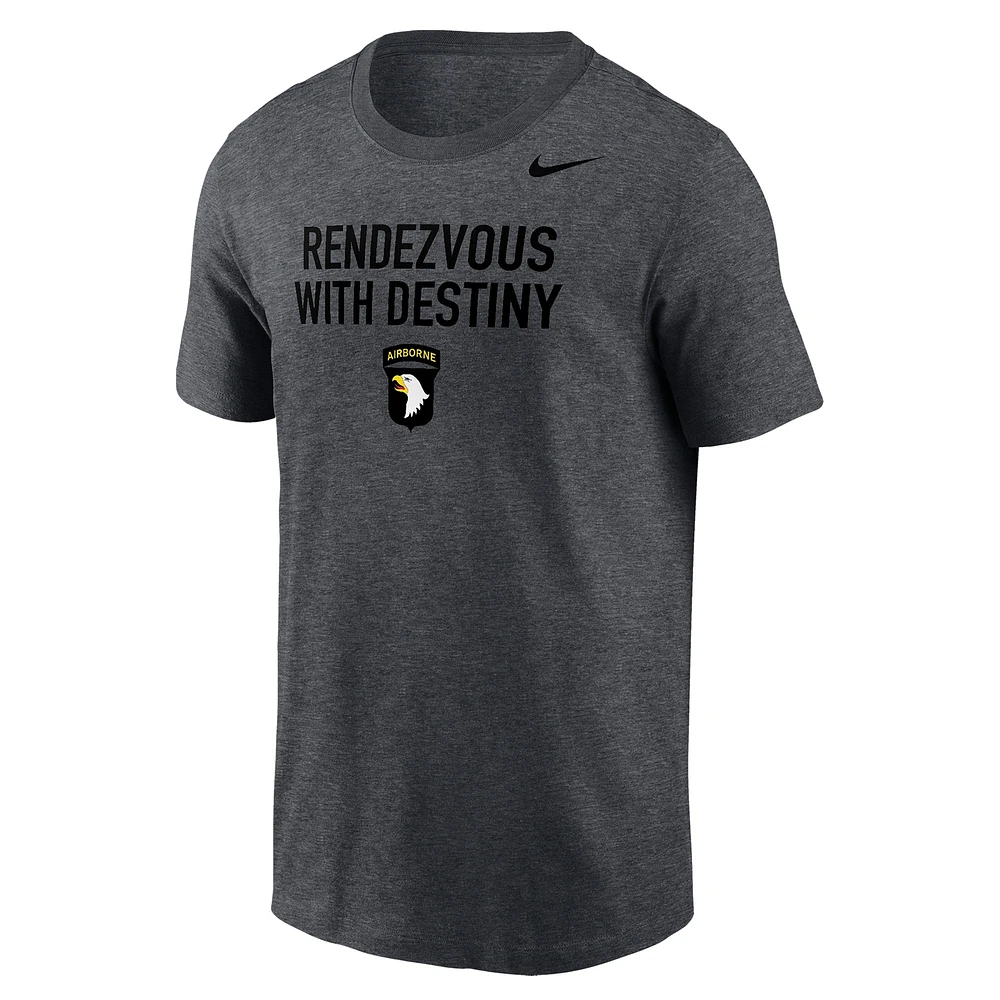 Men's Nike Heather Charcoal Army Black Knights 2024 Rivalry Collection Rendezvous With Destiny Legend T-Shirt