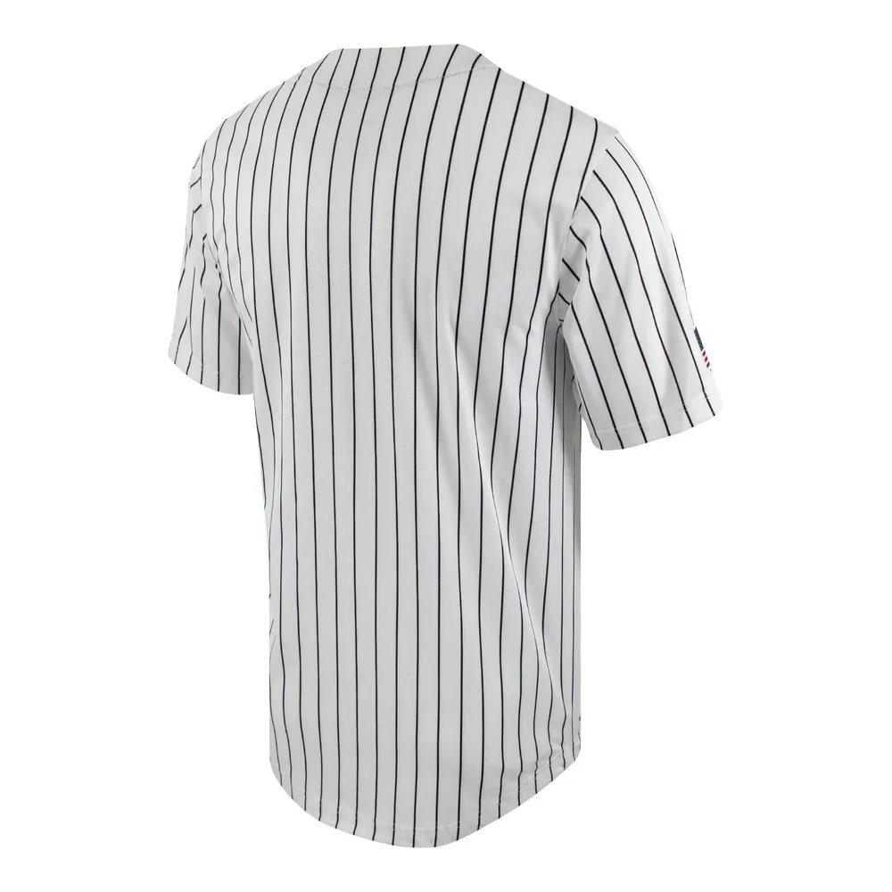 Maillot de baseball Nike Army Black Knights Pinstripe Replica à boutons complets pour homme, blanc/noir