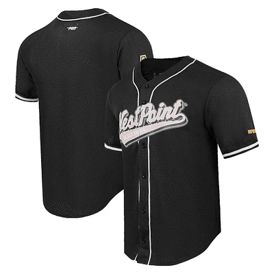 Maillot de baseball à boutons complets en maille Pro Standard Black Army Knights pour hommes