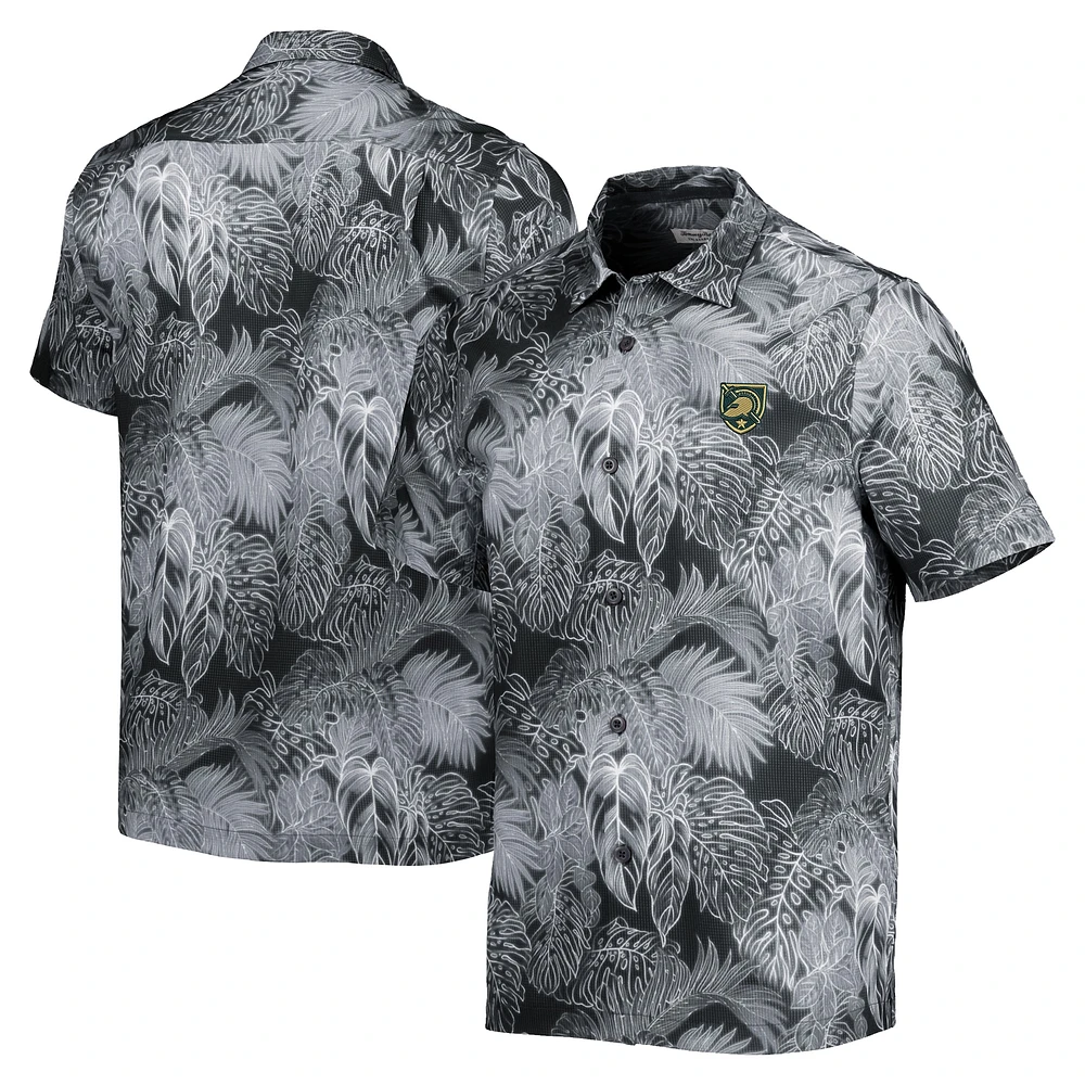 Chemise de camp boutonnée Tommy Bahama Black Army Knights Coast luminescent Fronds IslandZone pour hommes