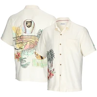 Men's Tommy Bahama Cream Army Black Knights Paradise Fly Ball Camp Button-Up Shirt