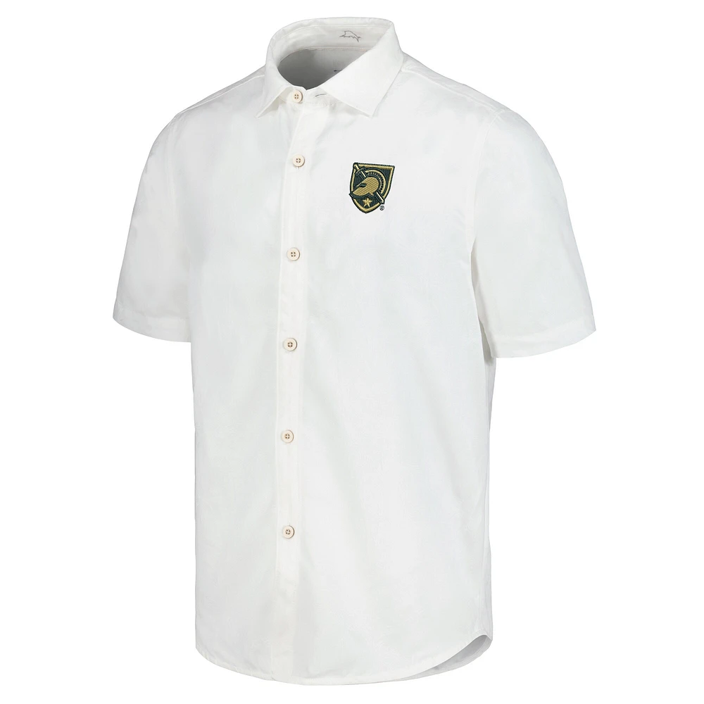 Chemise boutonnée Tommy Bahama White Army Black Knights Coconut Point Palm Vista IslandZone Camp pour hommes