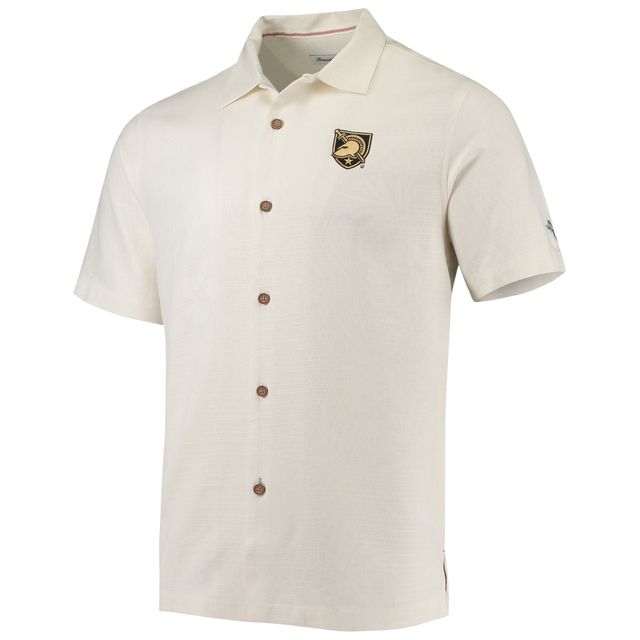 Chemise boutonnée Tommy Bahama White Army Black Knights Run Like You Stole It Camp pour hommes