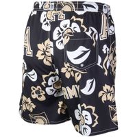 Men's Wes & Willy Black Army Knights Floral Volley Logo Swim Trunks